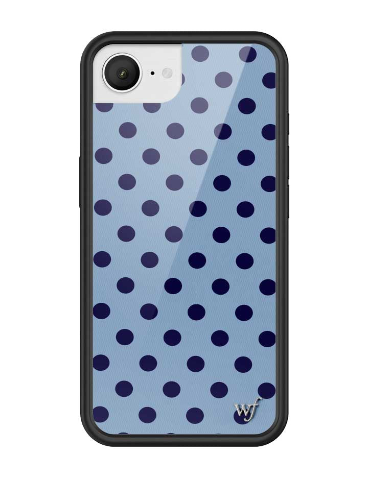 Wild Flower Polka Dot Blue and Navy Blue iPhone Case