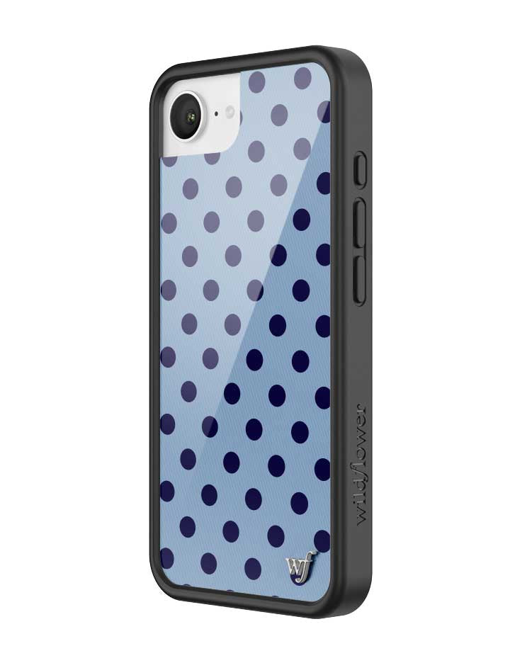 Wild Flower Polka Dot Blue and Navy Blue iPhone Case