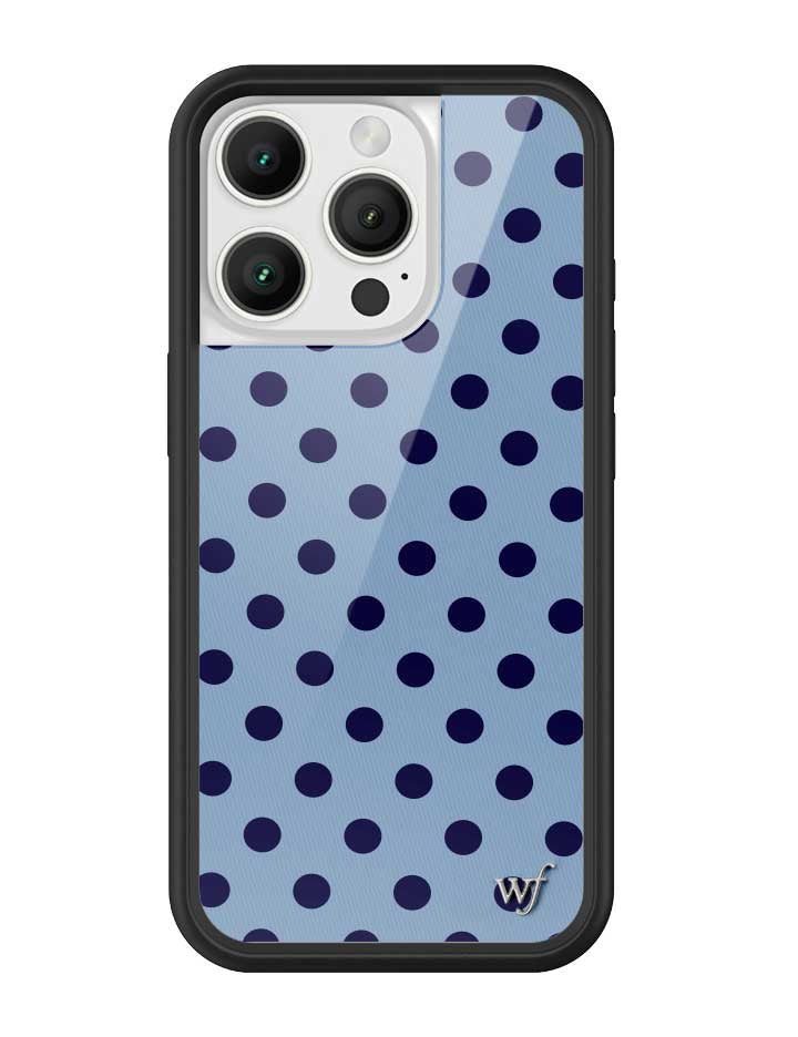 Wild Flower Polka Dot Blue and Navy Blue iPhone Case