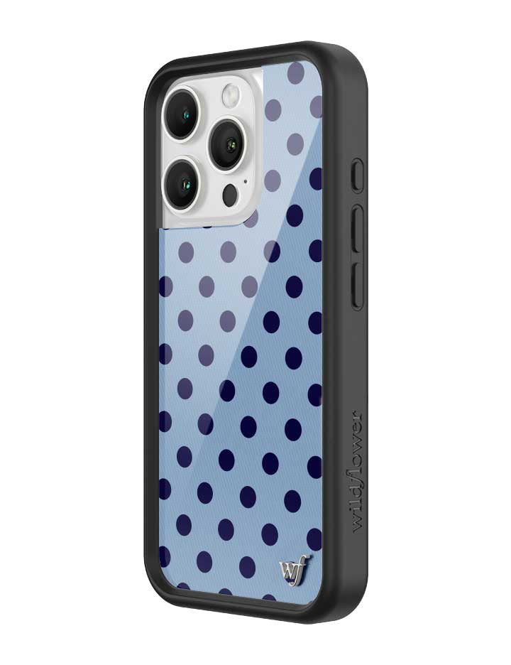 Wild Flower Polka Dot Blue and Navy Blue iPhone Case