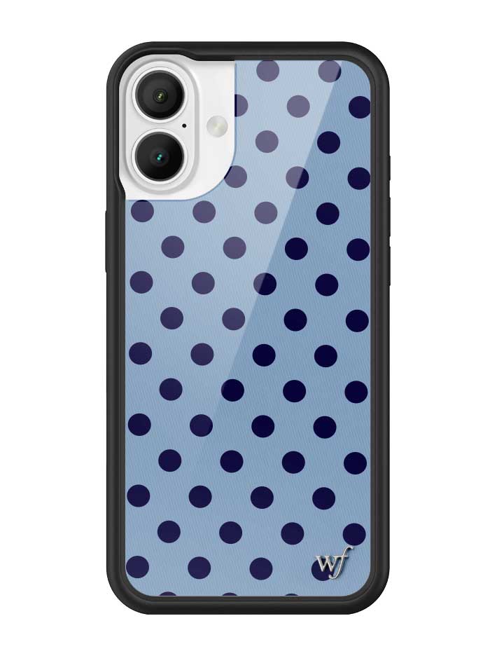 Wild Flower Polka Dot Blue and Navy Blue iPhone Case