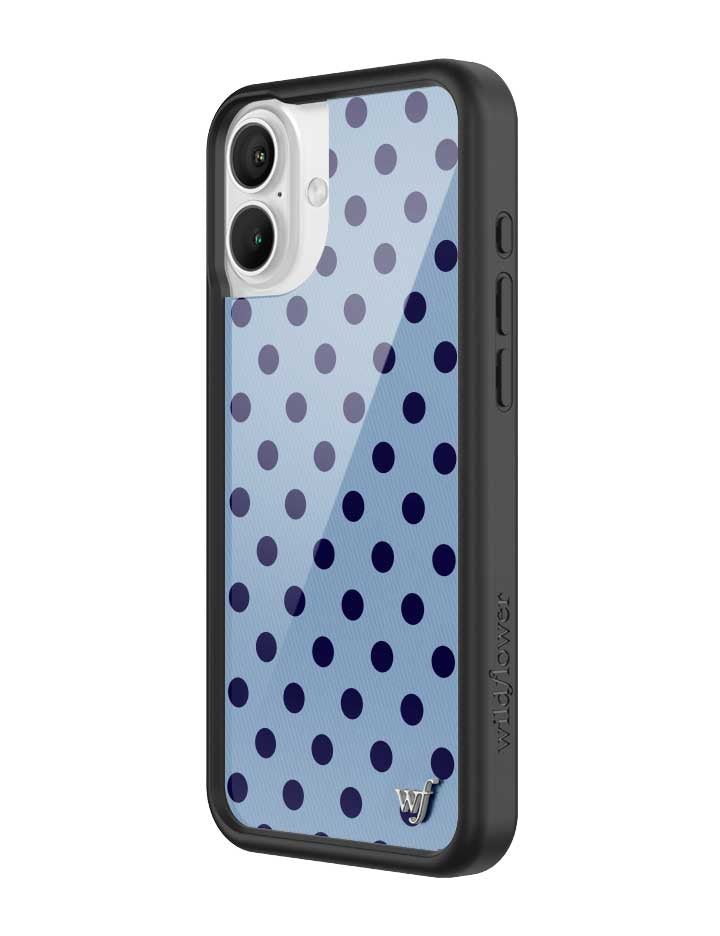 Wild Flower Polka Dot Blue and Navy Blue iPhone Case