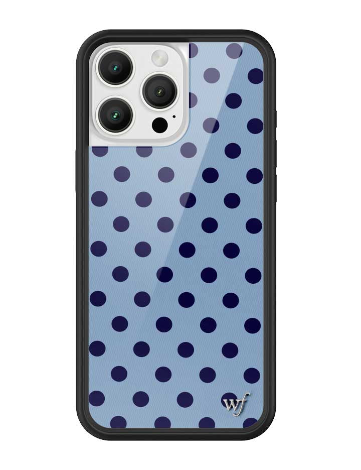 Wild Flower Polka Dot Blue and Navy Blue iPhone Case