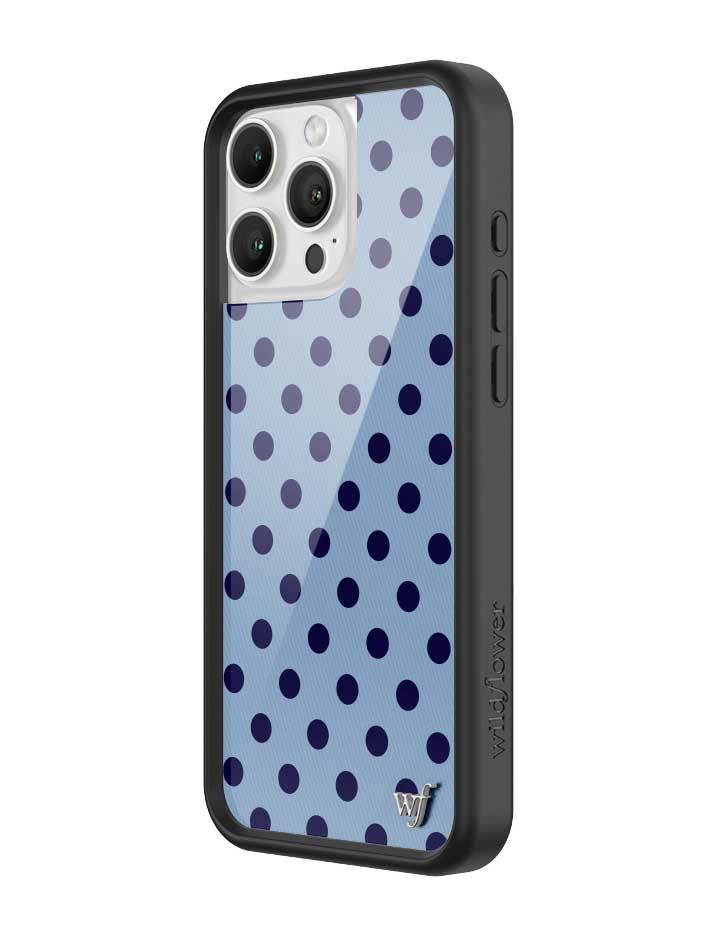 Wild Flower Polka Dot Blue and Navy Blue iPhone Case