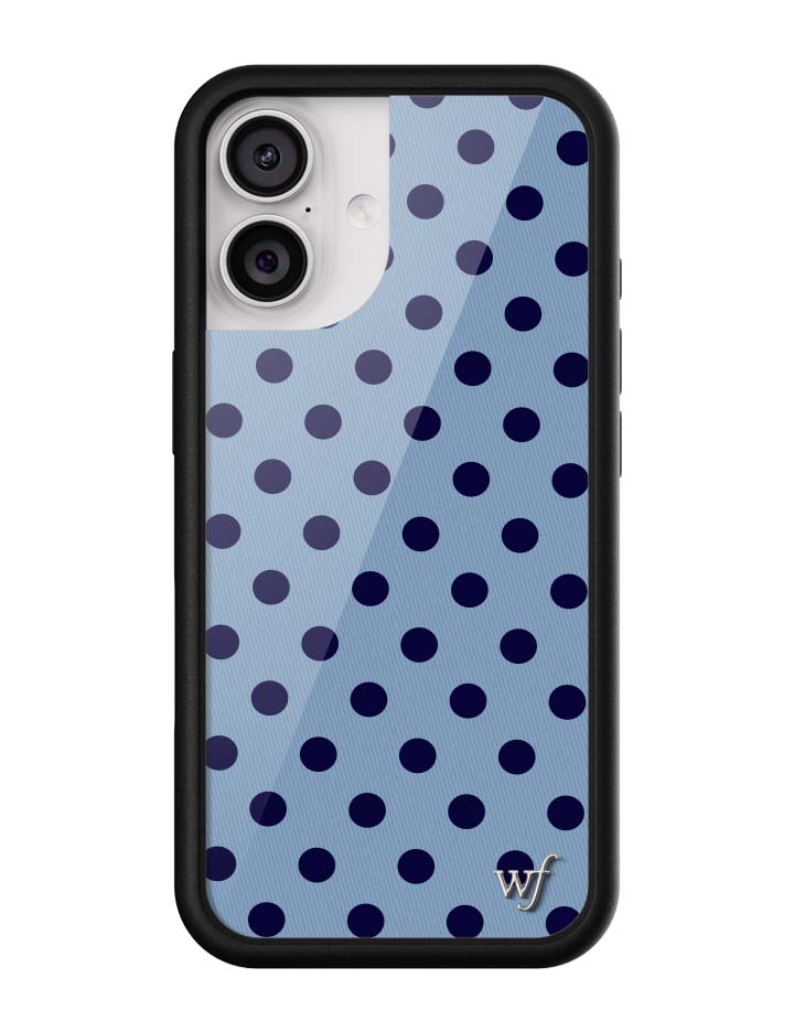 Wild Flower Polka Dot Blue and Navy Blue iPhone Case