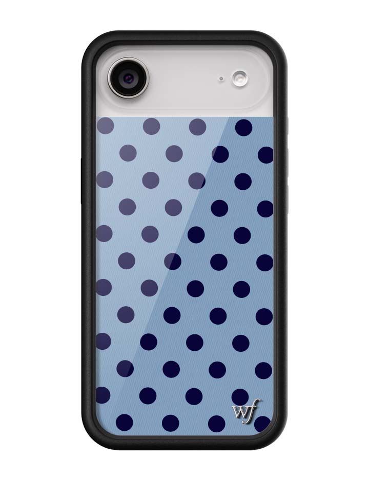 Wild Flower Polka Dot Blue and Navy Blue iPhone Case