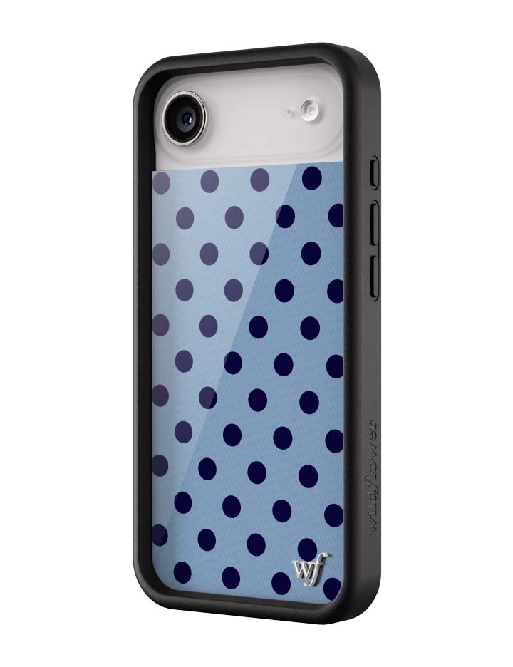 Wild Flower Polka Dot Blue and Navy Blue iPhone Case