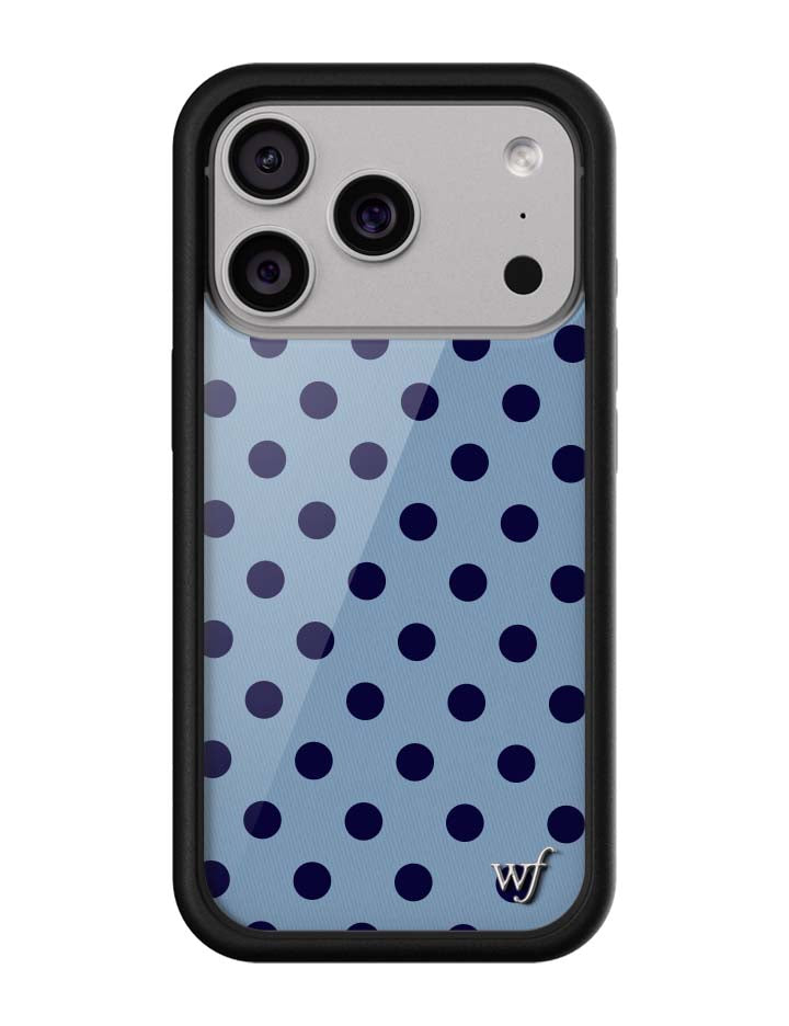 Wild Flower Polka Dot Blue and Navy Blue iPhone Case