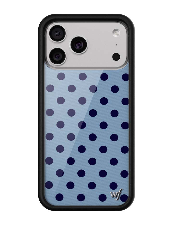 Wild Flower Polka Dot Blue and Navy Blue iPhone Case
