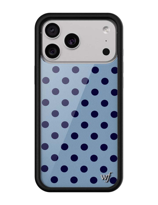 Wild Flower Polka Dot Blue and Navy Blue iPhone Case