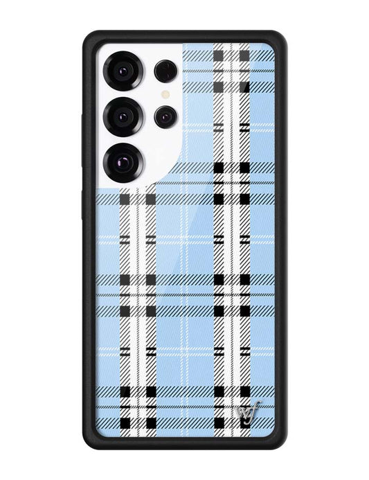 Wild Flower Plaid Blue Samsung Galaxy Case