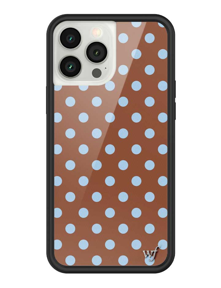 Wild Flower Polka Dot Brown and Blue iPhone Case