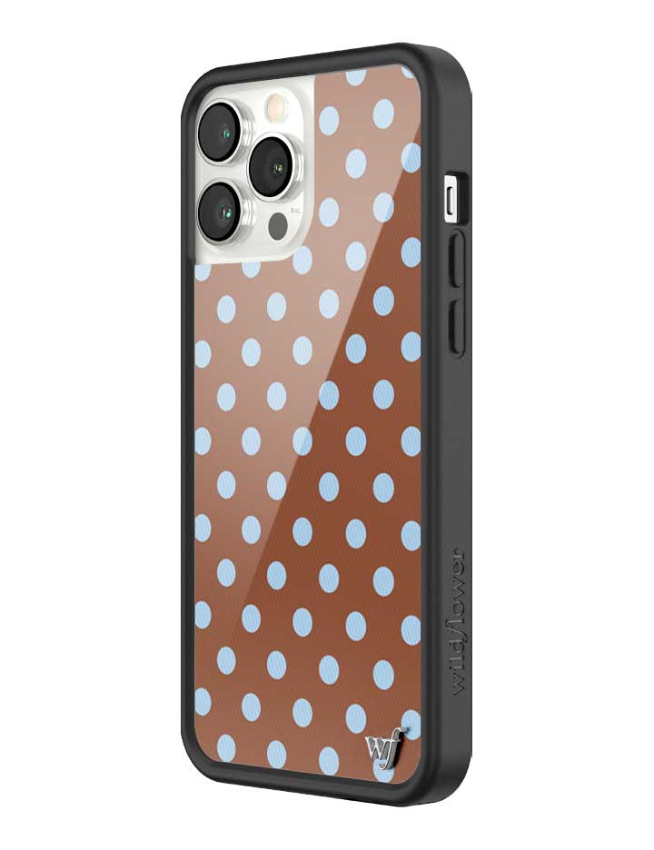 Wild Flower Polka Dot Brown and Blue iPhone Case
