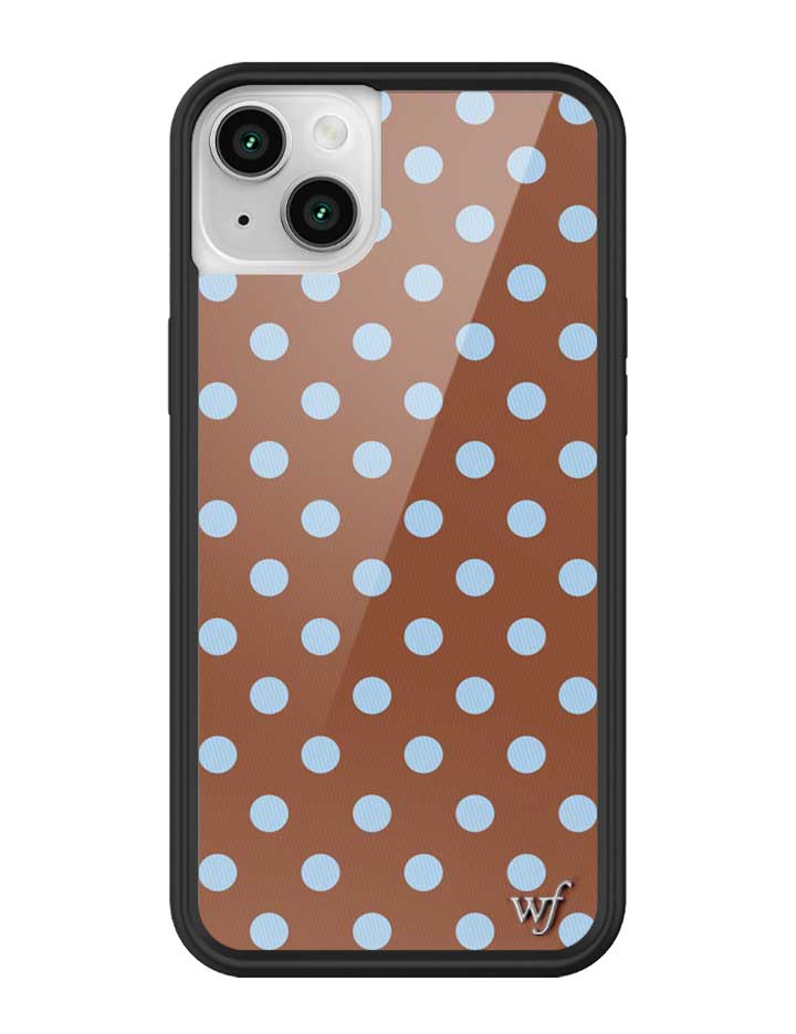 Wild Flower Polka Dot Brown and Blue iPhone Case