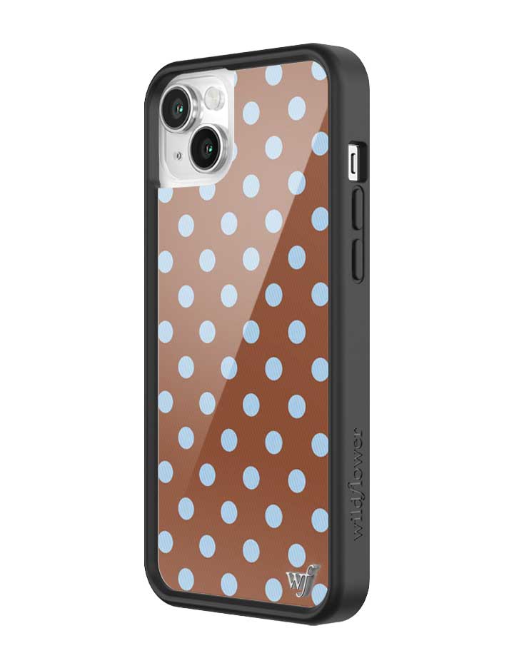 Wild Flower Polka Dot Brown and Blue iPhone Case