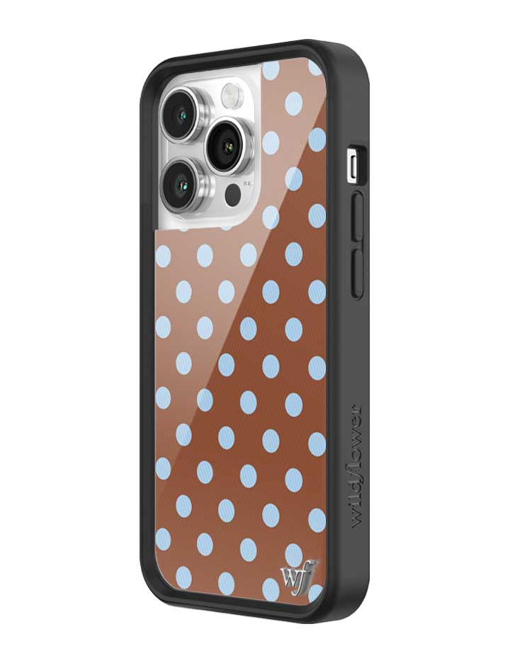 Wild Flower Polka Dot Brown and Blue iPhone Case