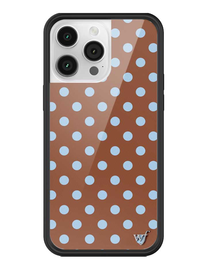 Wild Flower Polka Dot Brown and Blue iPhone Case