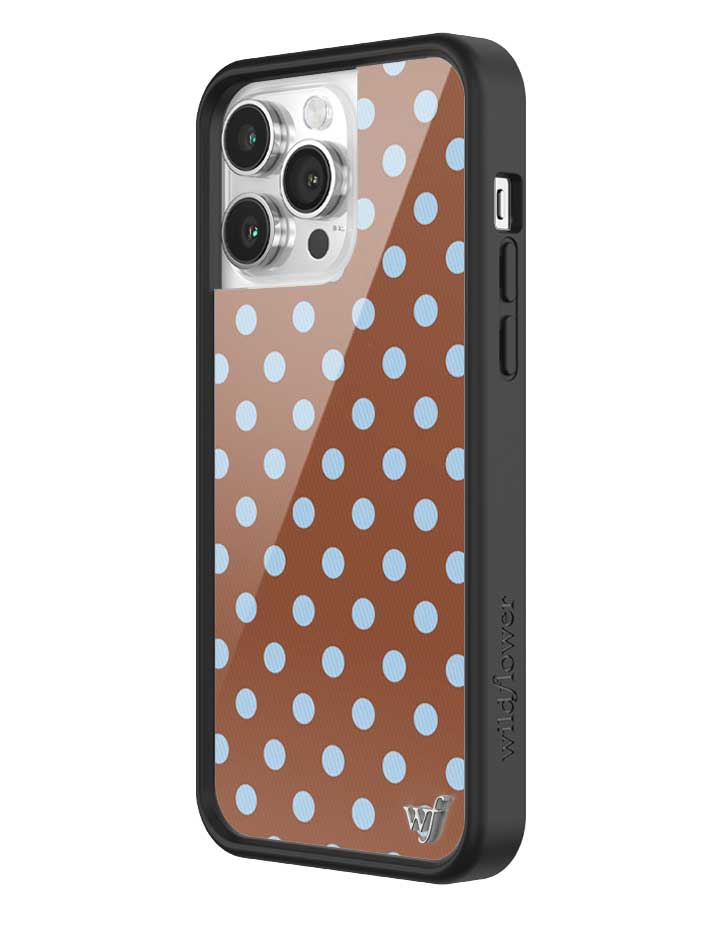 Wild Flower Polka Dot Brown and Blue iPhone Case