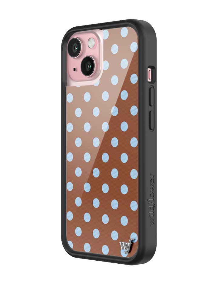 Wild Flower Polka Dot Brown and Blue iPhone Case