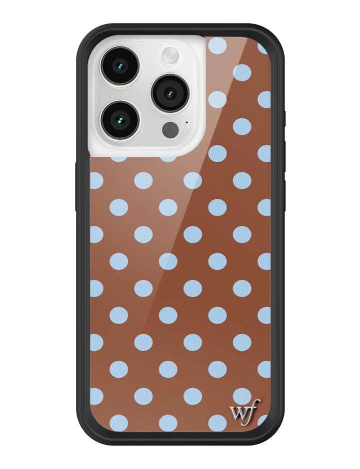 Wild Flower Polka Dot Brown and Blue iPhone Case