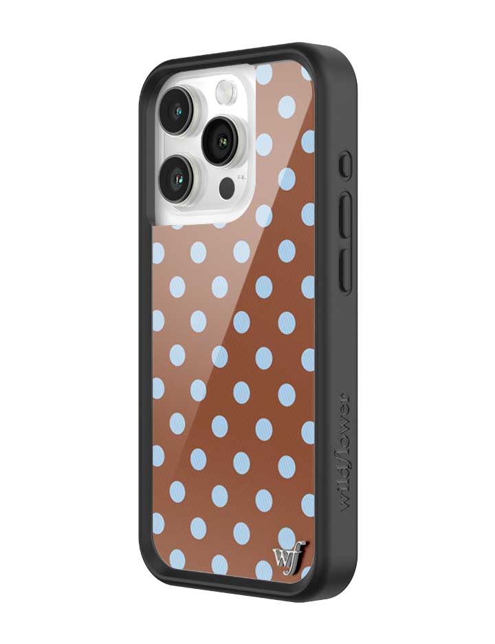 Wild Flower Polka Dot Brown and Blue iPhone Case