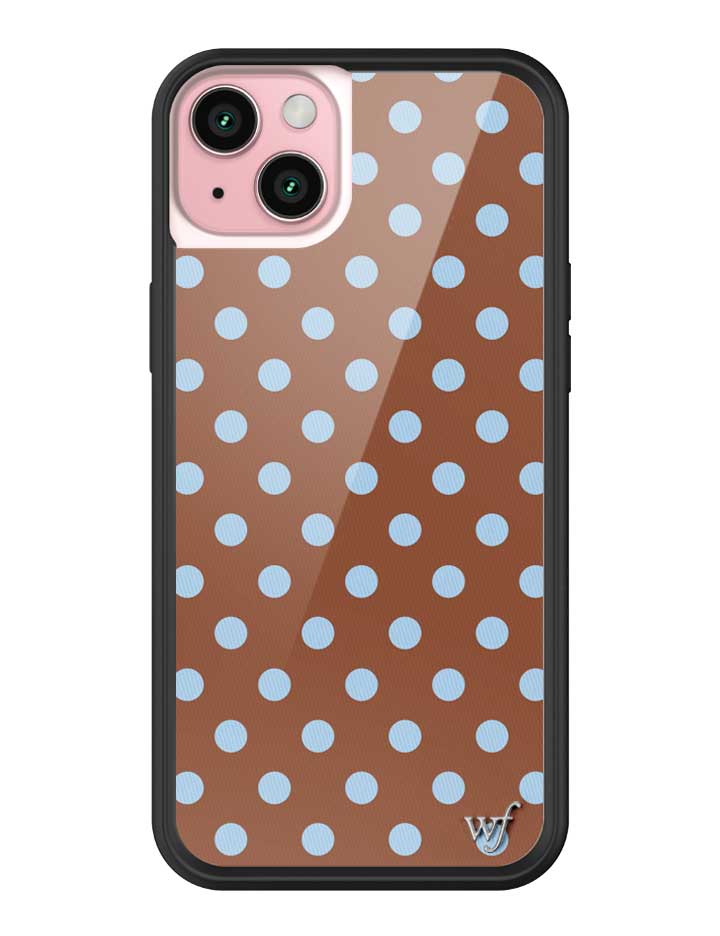Wild Flower Polka Dot Brown and Blue iPhone Case
