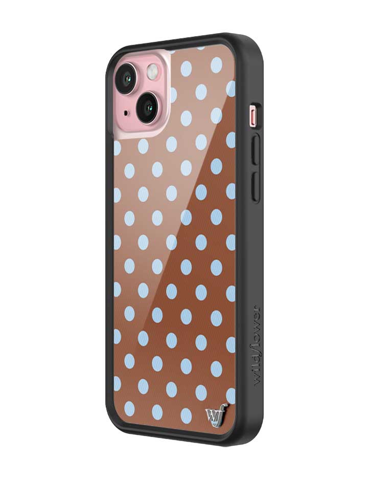 Wild Flower Polka Dot Brown and Blue iPhone Case