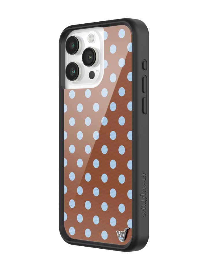 Wild Flower Polka Dot Brown and Blue iPhone Case