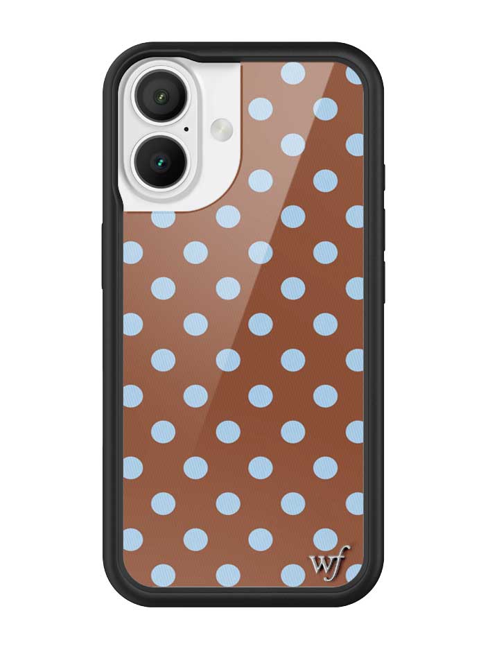 Wild Flower Polka Dot Brown and Blue iPhone Case