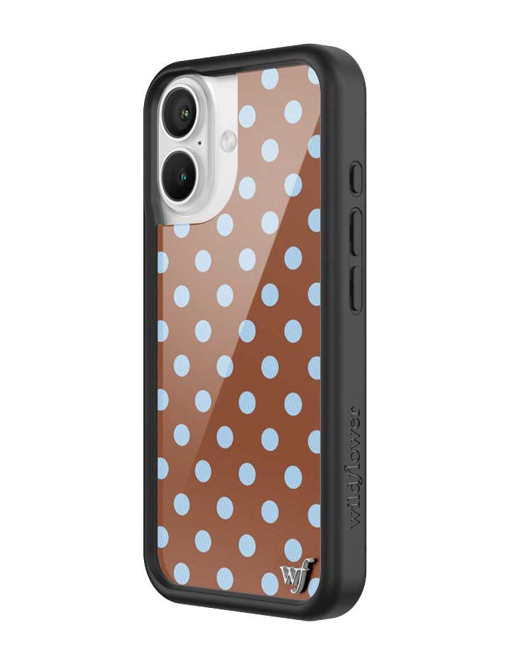 Wild Flower Polka Dot Brown and Blue iPhone Case