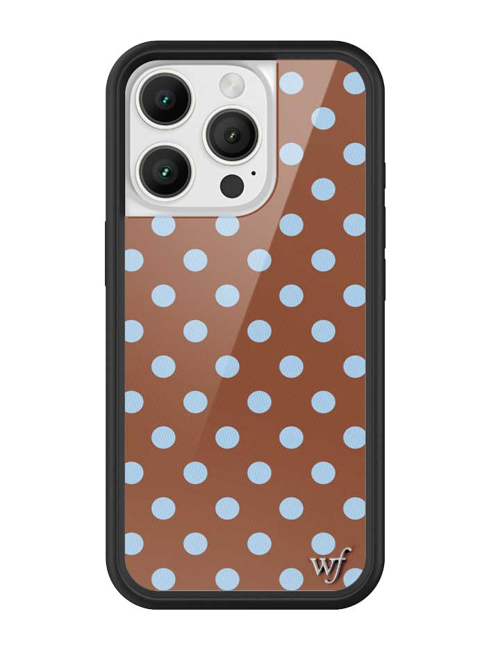 Wild Flower Polka Dot Brown and Blue iPhone Case