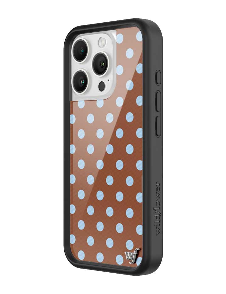 Wild Flower Polka Dot Brown and Blue iPhone Case