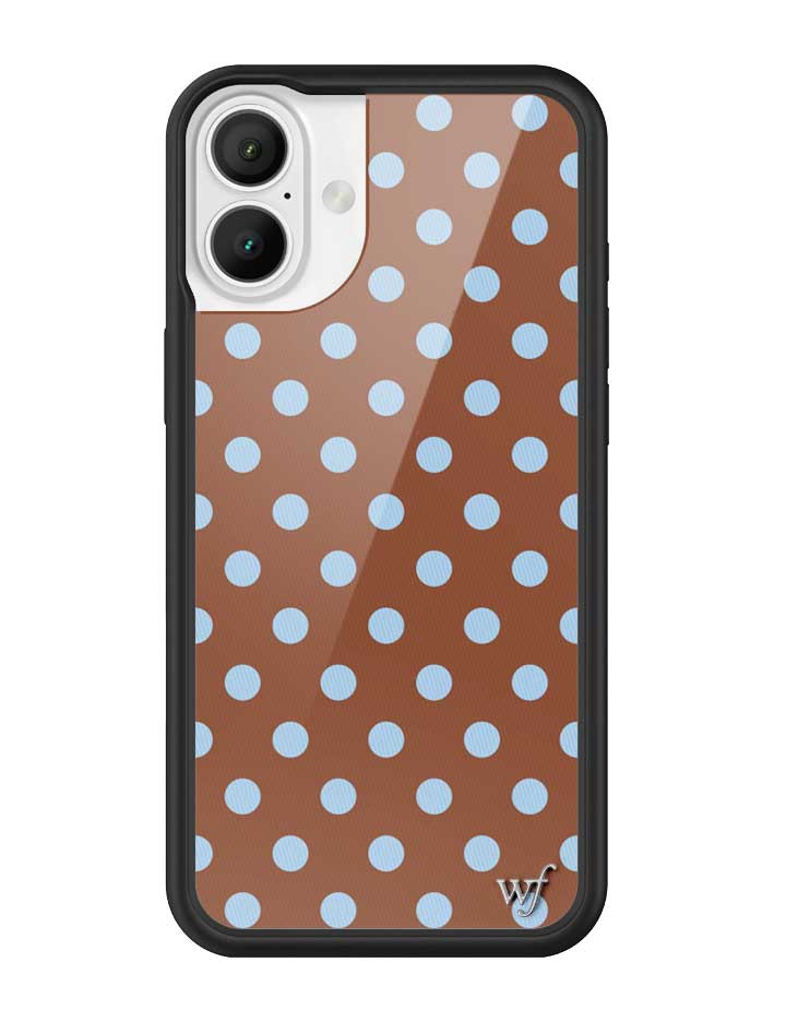 Wild Flower Polka Dot Brown and Blue iPhone Case