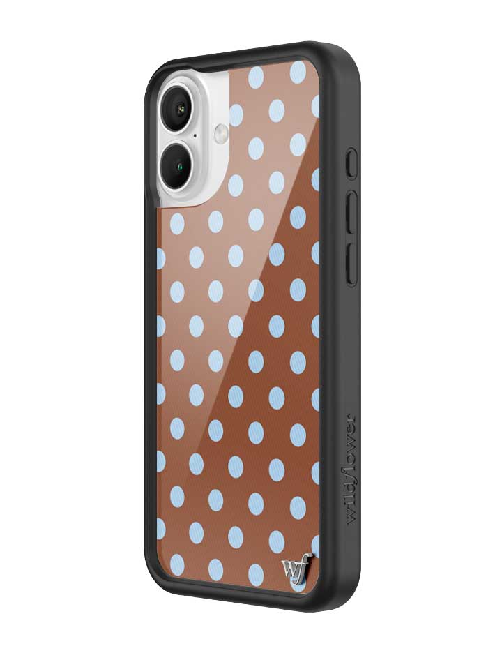 Wild Flower Polka Dot Brown and Blue iPhone Case