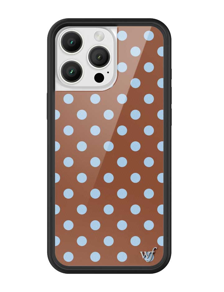 Wild Flower Polka Dot Brown and Blue iPhone Case