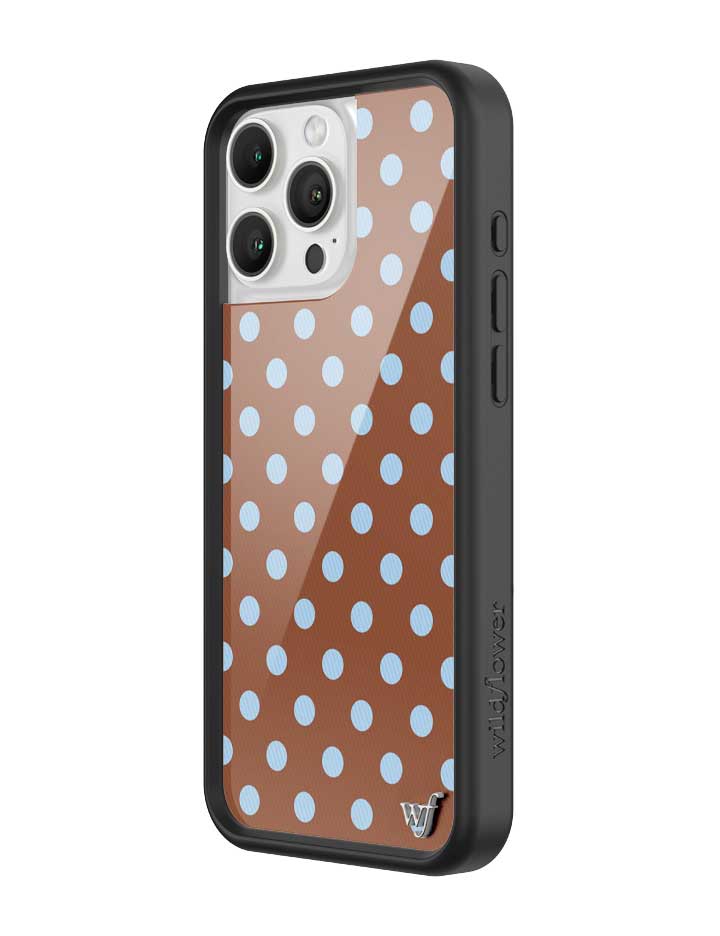 Wild Flower Polka Dot Brown and Blue iPhone Case