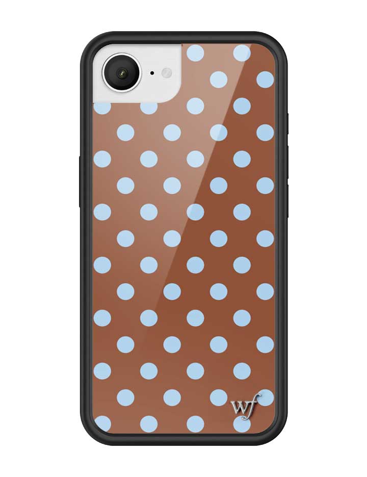 Wild Flower Polka Dot Brown and Blue iPhone Case