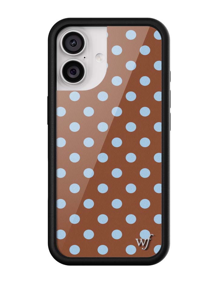 Wild Flower Polka Dot Brown and Blue iPhone Case