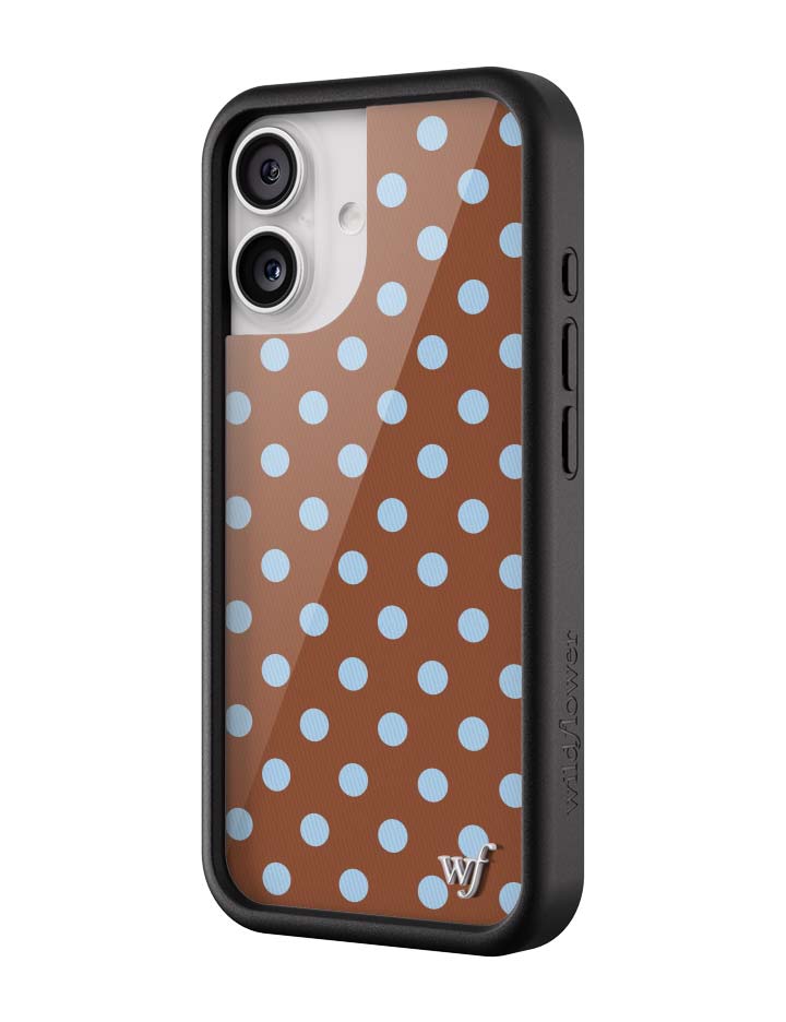 Wild Flower Polka Dot Brown and Blue iPhone Case