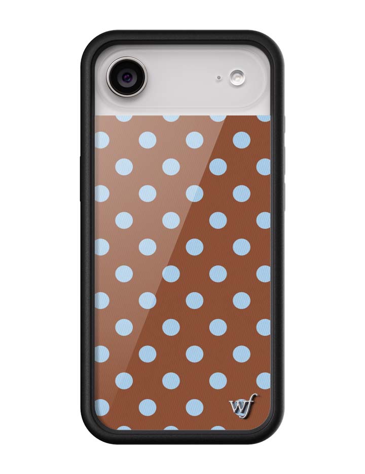Wild Flower Polka Dot Brown and Blue iPhone Case