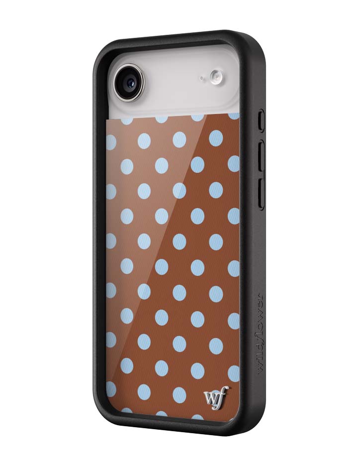 Wild Flower Polka Dot Brown and Blue iPhone Case