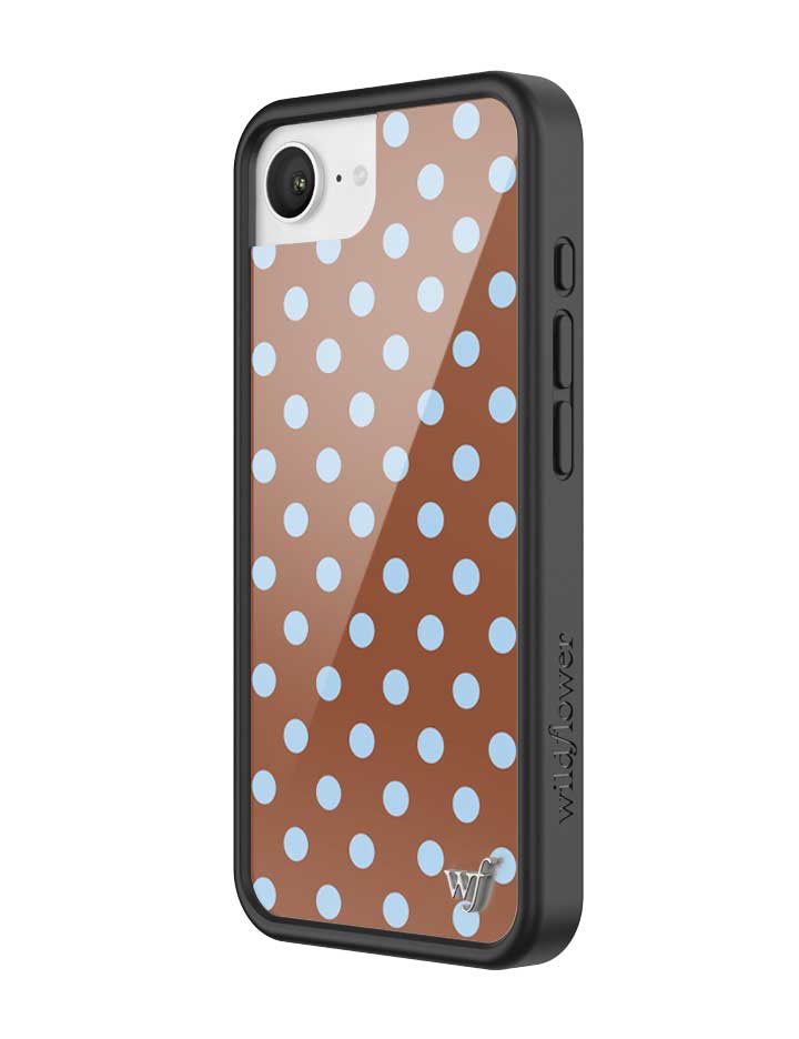 Wild Flower Polka Dot Brown and Blue iPhone Case
