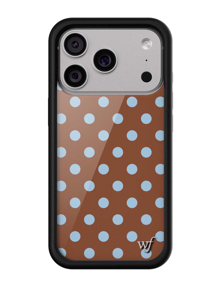 Wild Flower Polka Dot Brown and Blue iPhone Case