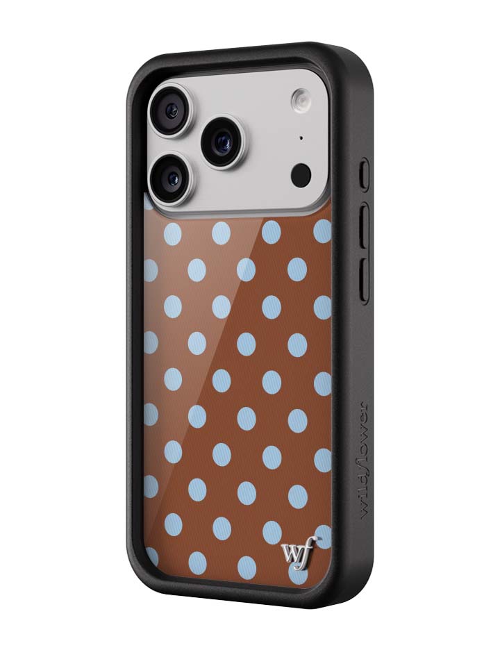 Wild Flower Polka Dot Brown and Blue iPhone Case