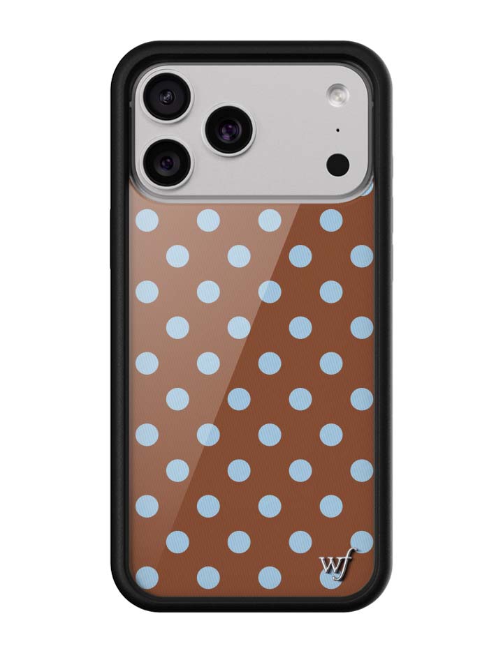 Wild Flower Polka Dot Brown and Blue iPhone Case