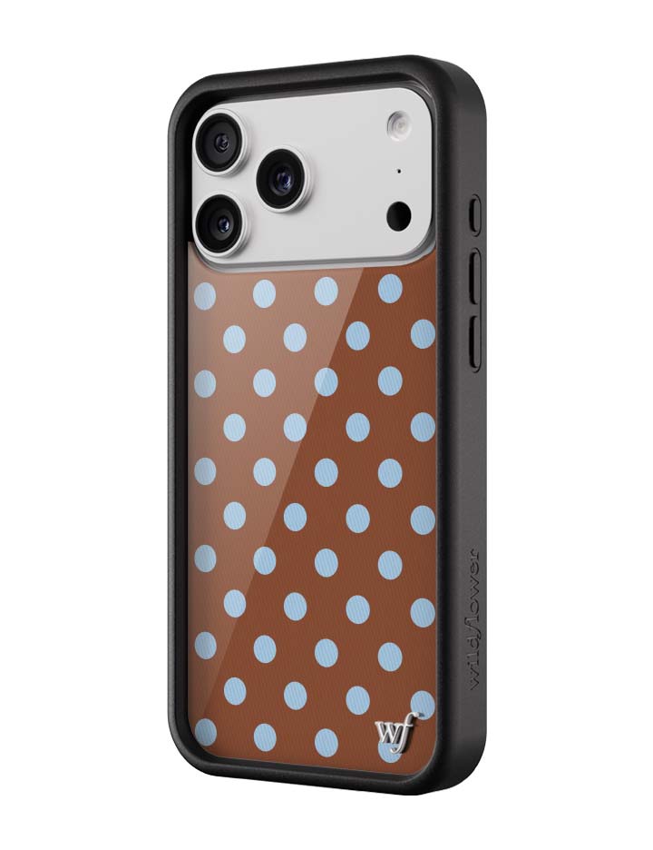 Wild Flower Polka Dot Brown and Blue iPhone Case