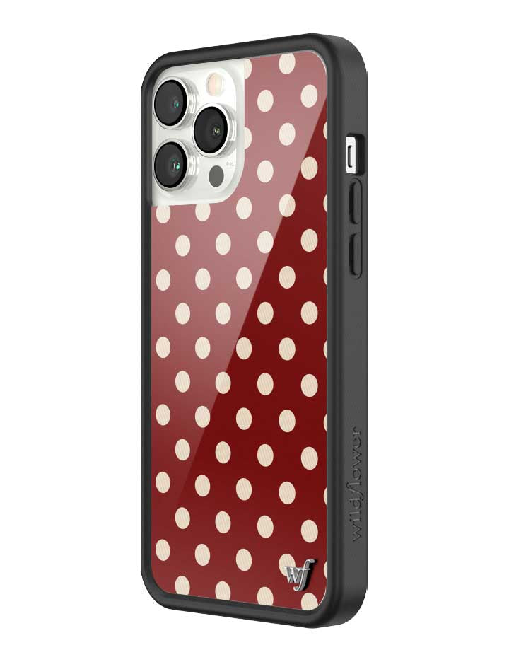 Wild Flower Polka Dot Burgundy and Cream iPhone Case
