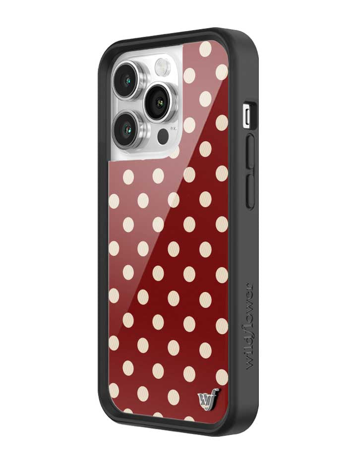 Wild Flower Polka Dot Burgundy and Cream iPhone Case