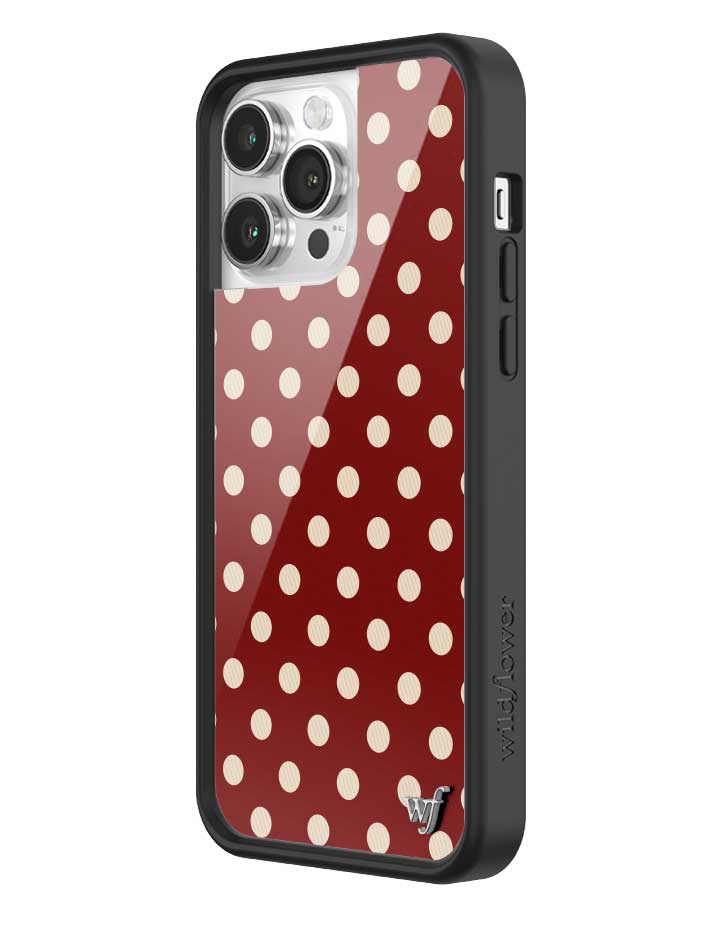 Wild Flower Polka Dot Burgundy and Cream iPhone Case