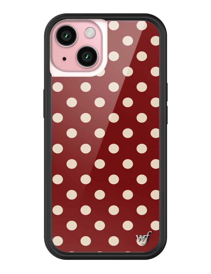 Wild Flower Polka Dot Burgundy and Cream iPhone Case